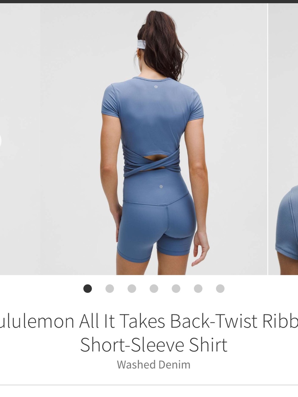 Lululemon Washed Denim All it takes Back-Twist rib Short Sleeve Top NWT size 8